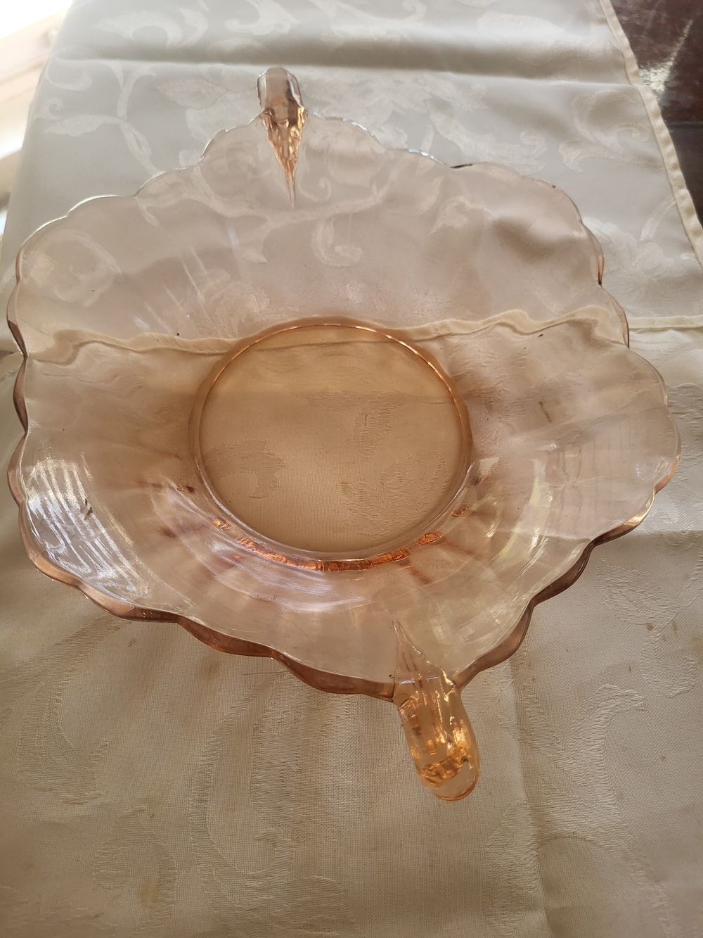 Pink Depression Glass Serving Bowl - Elegant Scalloped Design